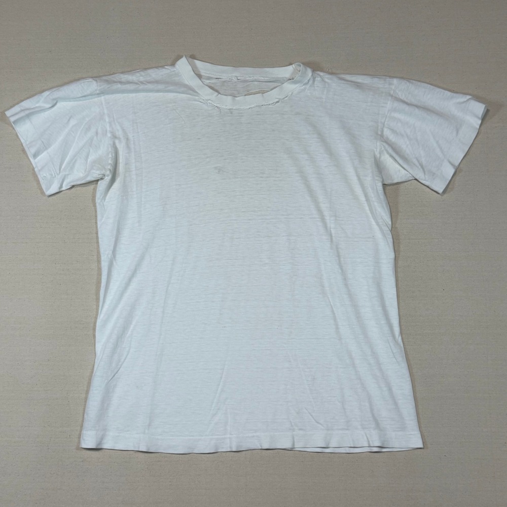 Vintage White Blank T-Shirt Single Stitch Distressed Thrashed Grunge 19.5x23.5